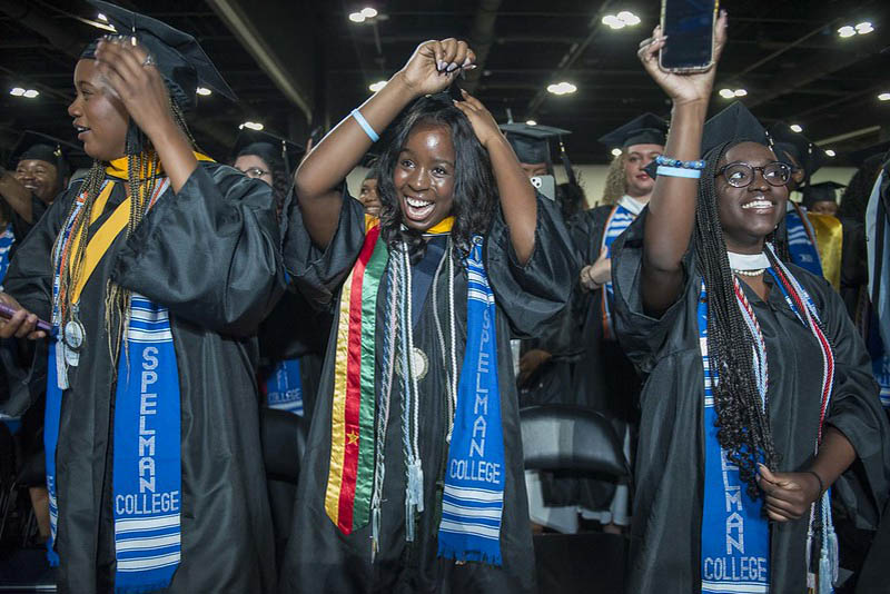Spelman College Commencement 2024 graduates cheering.