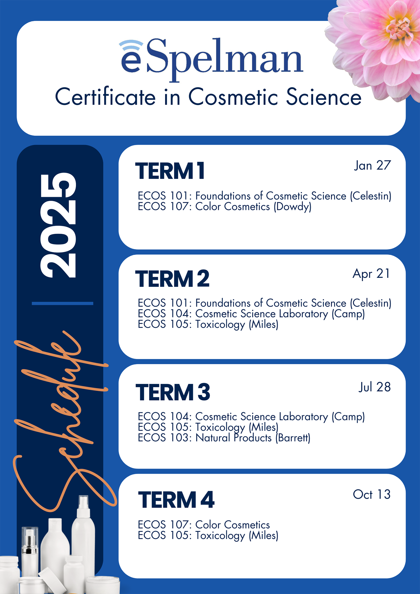 Certificate in Cosmetic Science 2025 Schedule