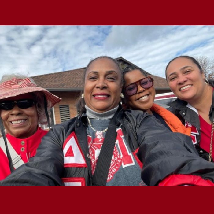 Lindsey votes alongside her fellow Sorors of Delta Sigma Theta Sorority, Inc.